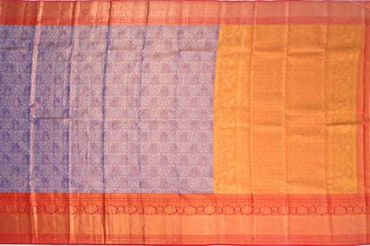 Kanchipuram Silk Tissue Jaal Purple Saree