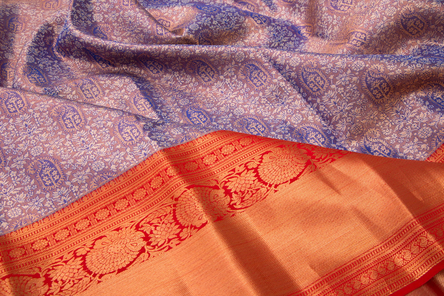 Taranga Kanchi Silk Tissue Jaal Purple Saree