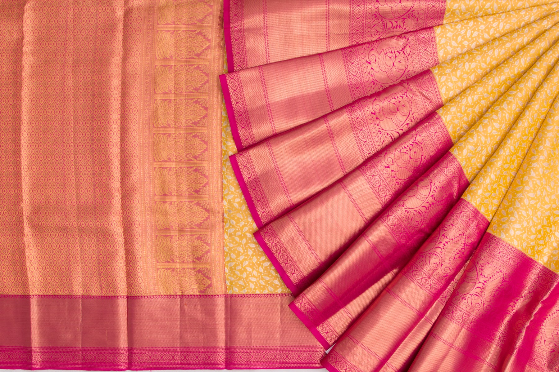 Kanchipuram Silk Tissue Brocade Gold Saree