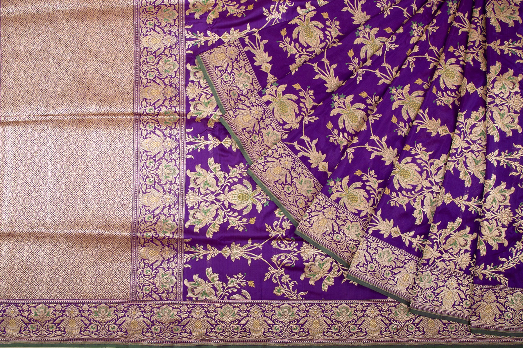 Banarasi Silk Kadwa Jaal Purple Saree
