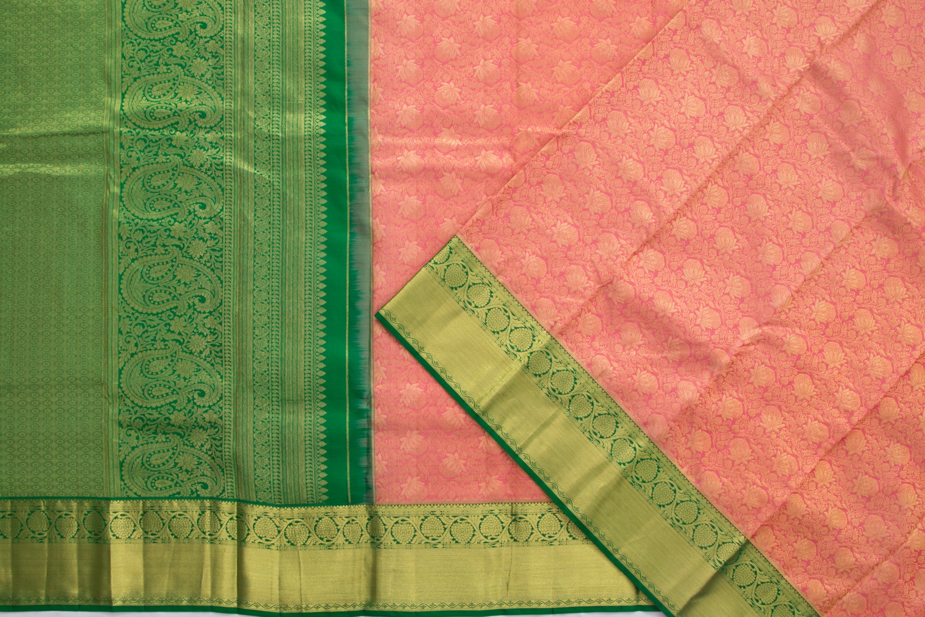 Kanchipuram Silk Jaal Peach Saree
