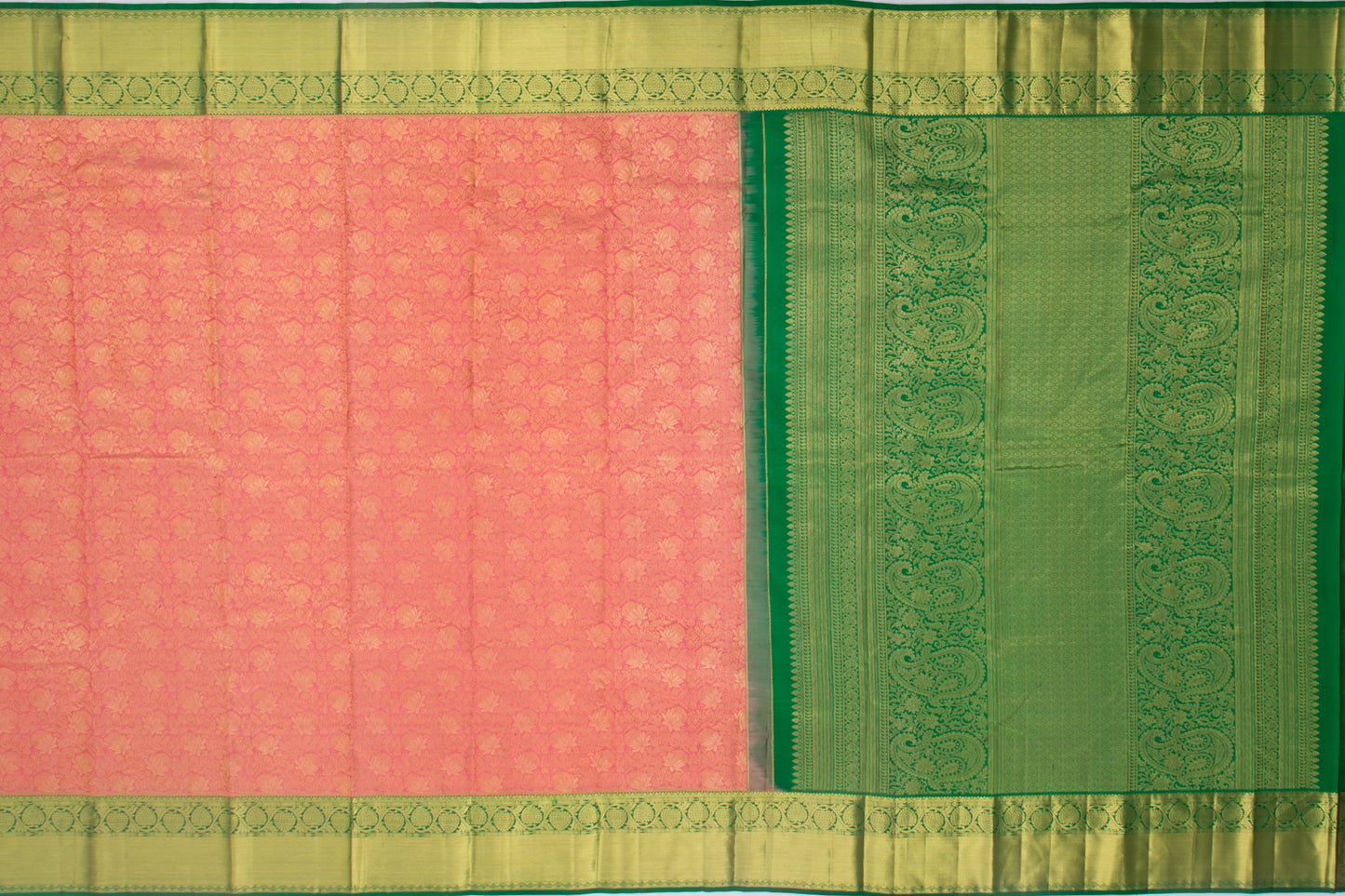 Kanchipuram Silk Jaal Peach Saree