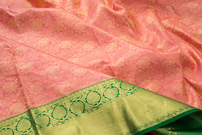 Kanchipuram Silk Jaal Peach Saree