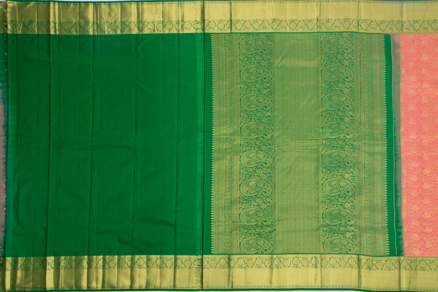 Kanchipuram Silk Jaal Peach Saree