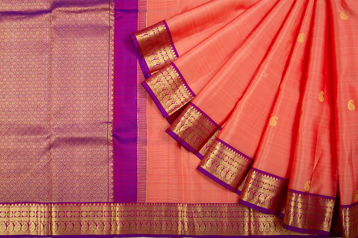 Kanchipuram Silk Butta Peach Saree