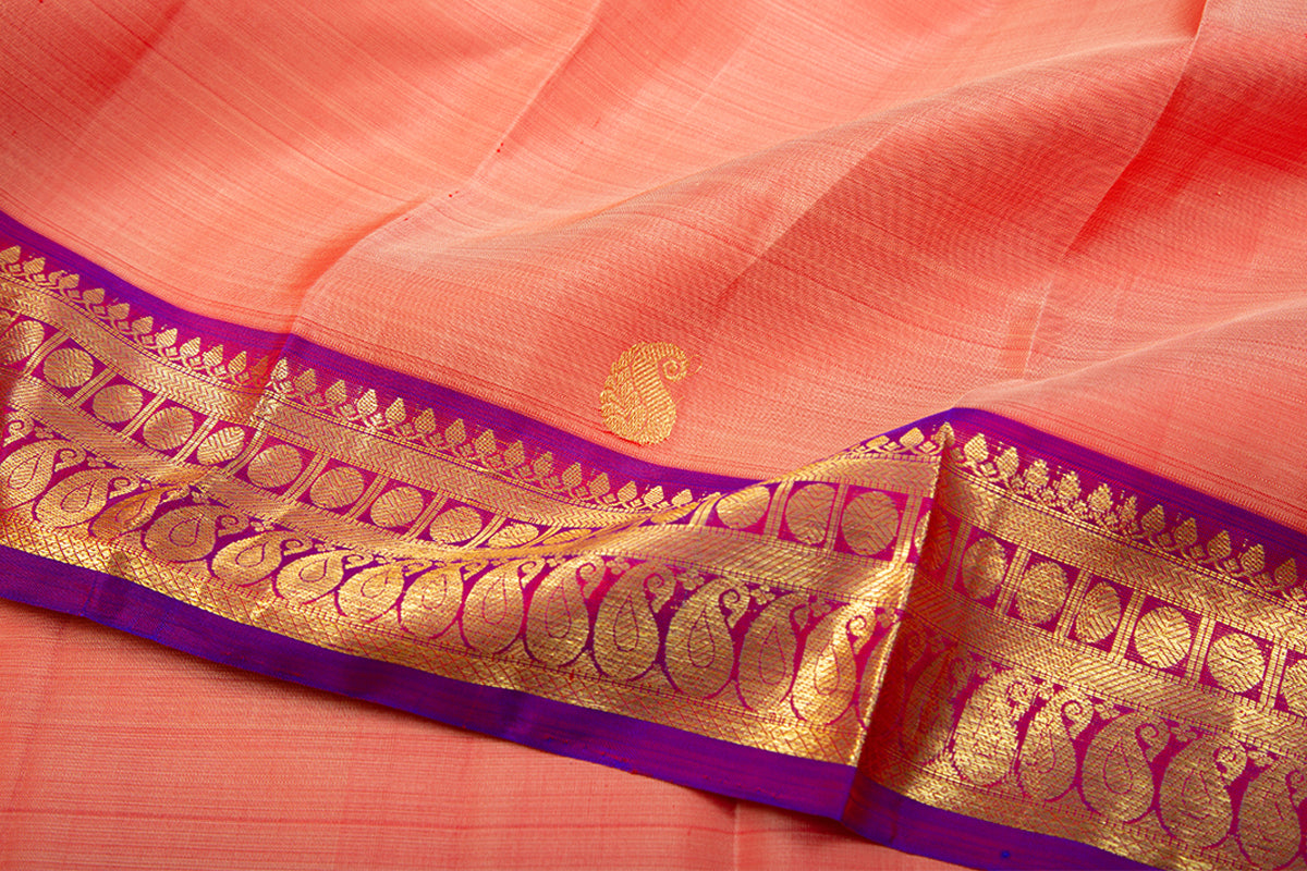 Kanchipuram Silk Butta Peach Saree