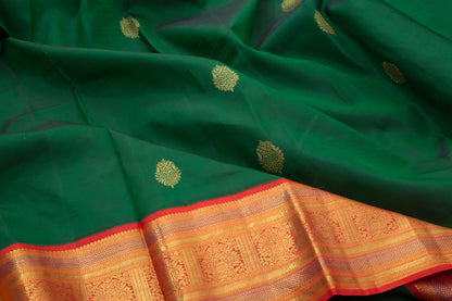 Kanchipuram Silk Butta Bottle Green Saree