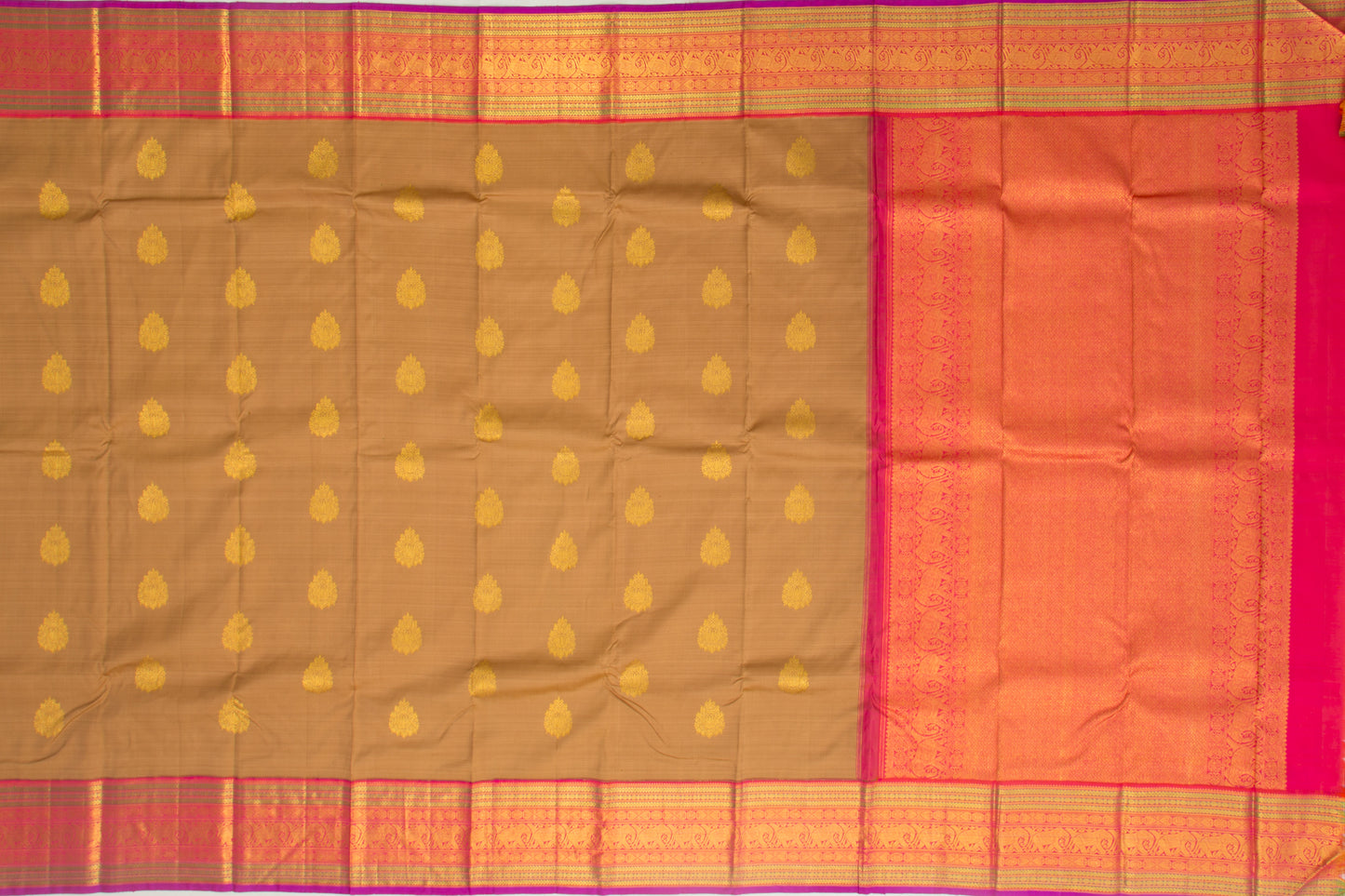 Kanchipuram Silk Butta Brown Saree