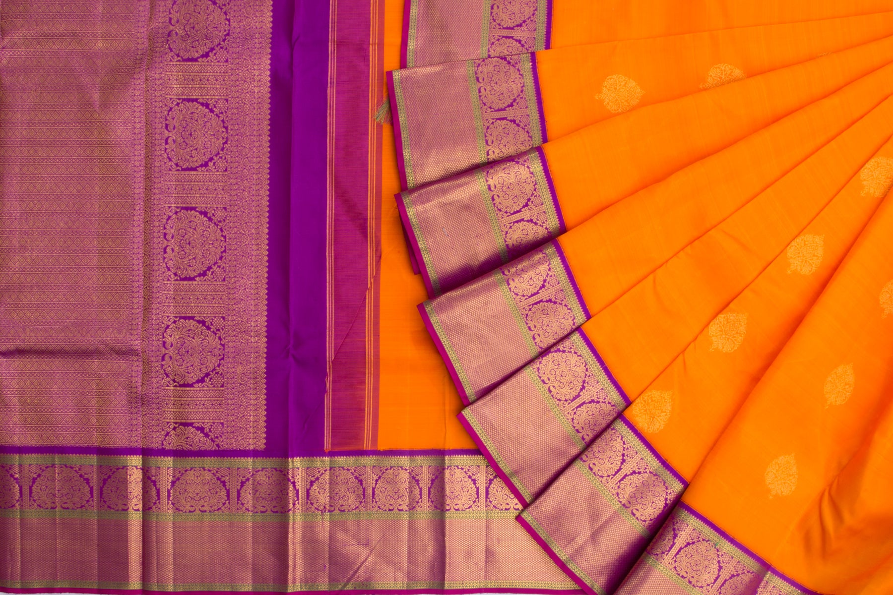 Kanchipuram Silk Butta Orange Saree