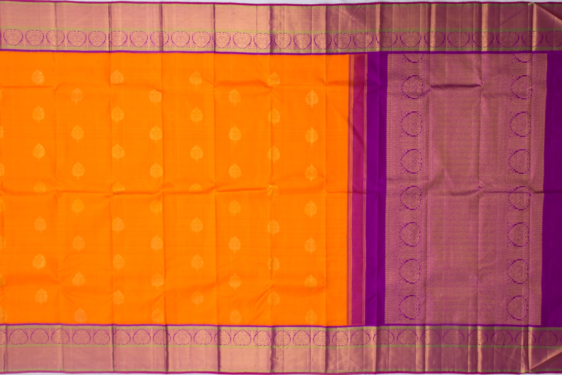 Kanchipuram Silk Butta Orange Saree