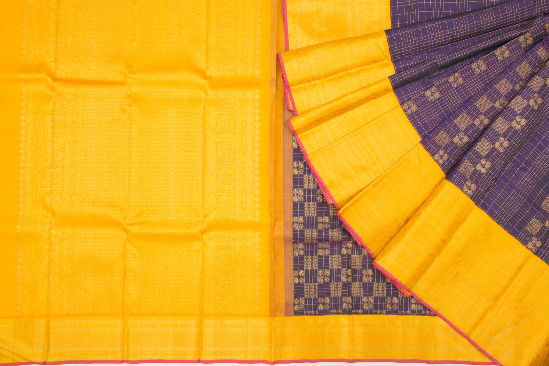 Kanchipuram Silk Checks And Butta Blue Saree