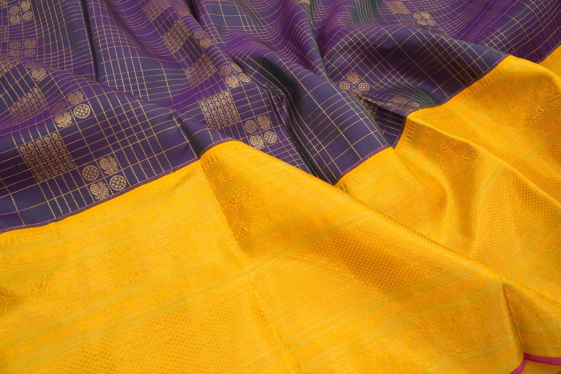 Kanchipuram Silk Checks And Butta Blue Saree
