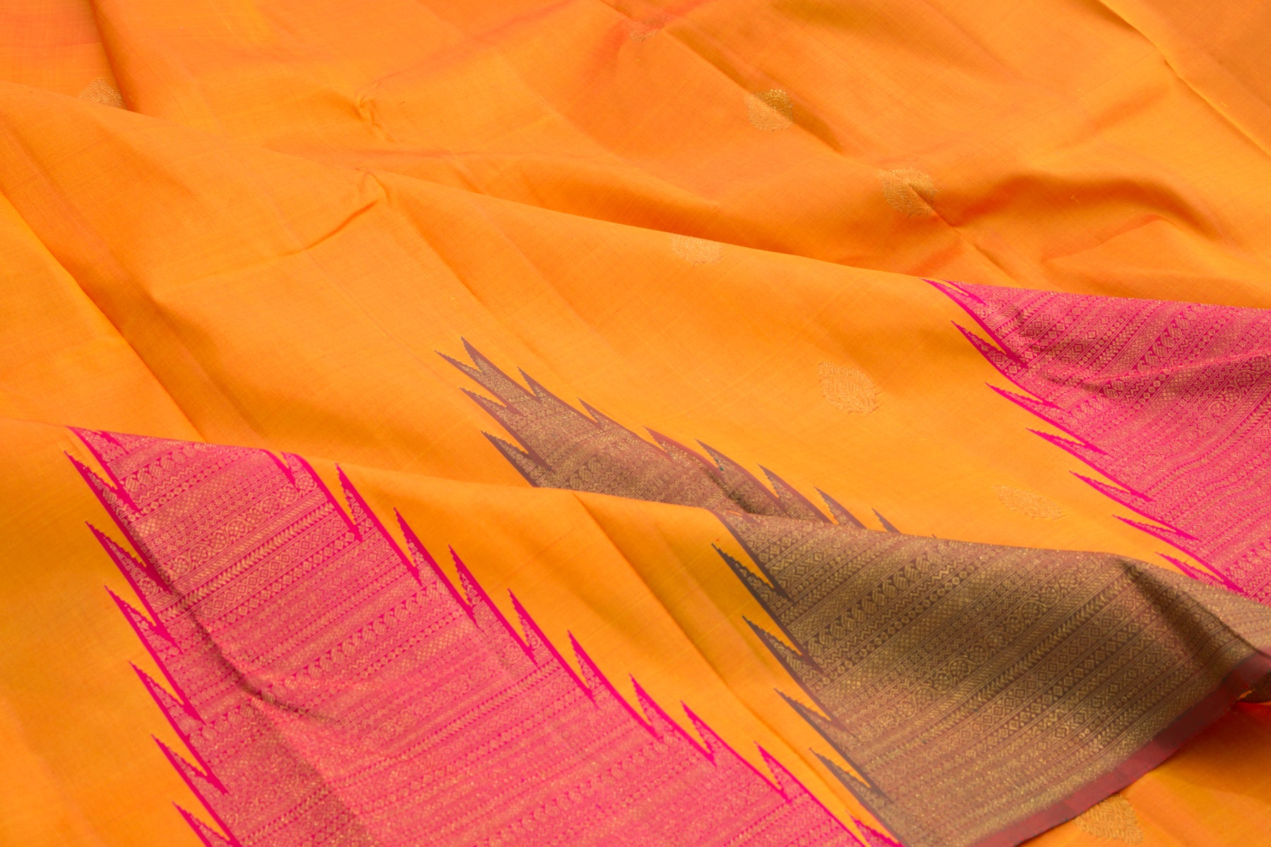 Kanchipuram Silk Butta Mustard Yellow Saree