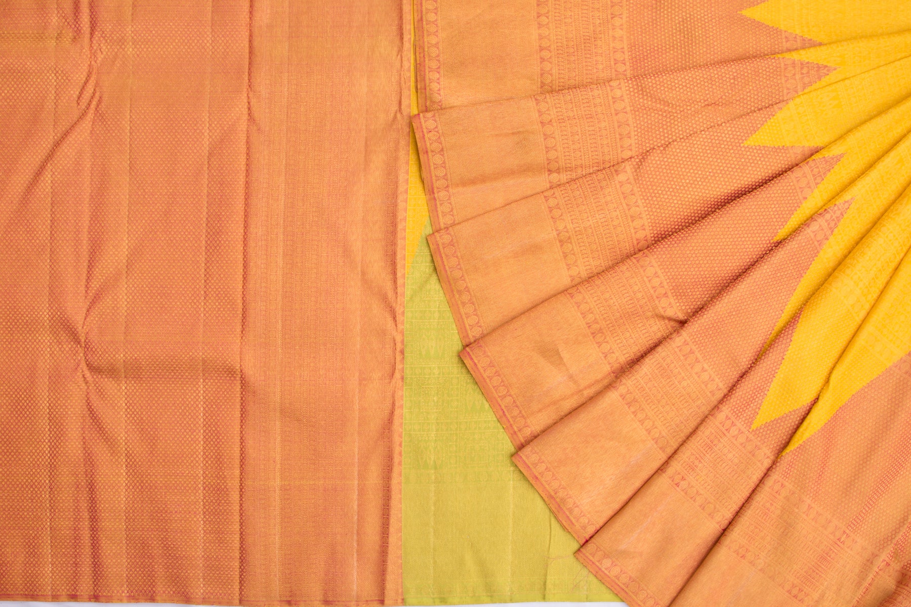 Kanchipuram Silk Brocade Yellow Saree