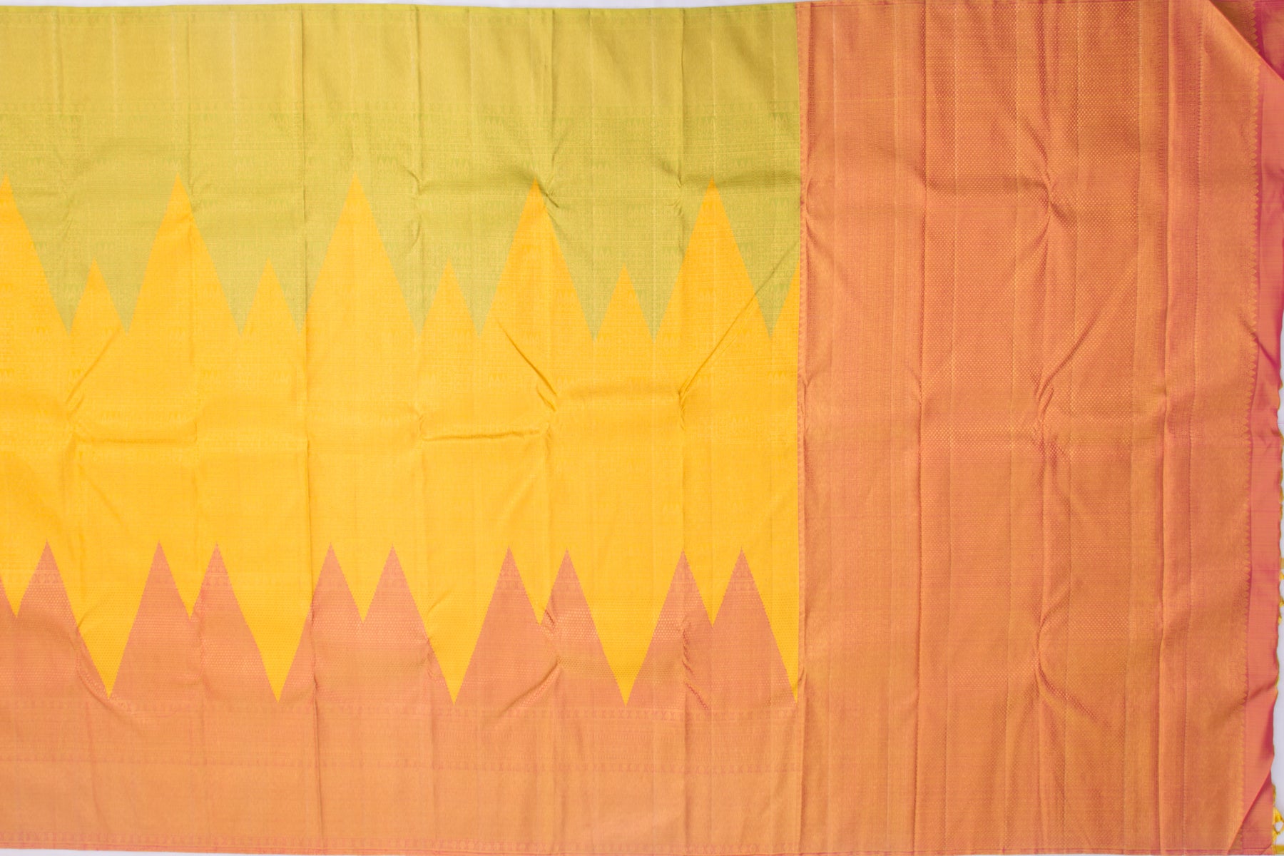Kanchipuram Silk Brocade Yellow Saree