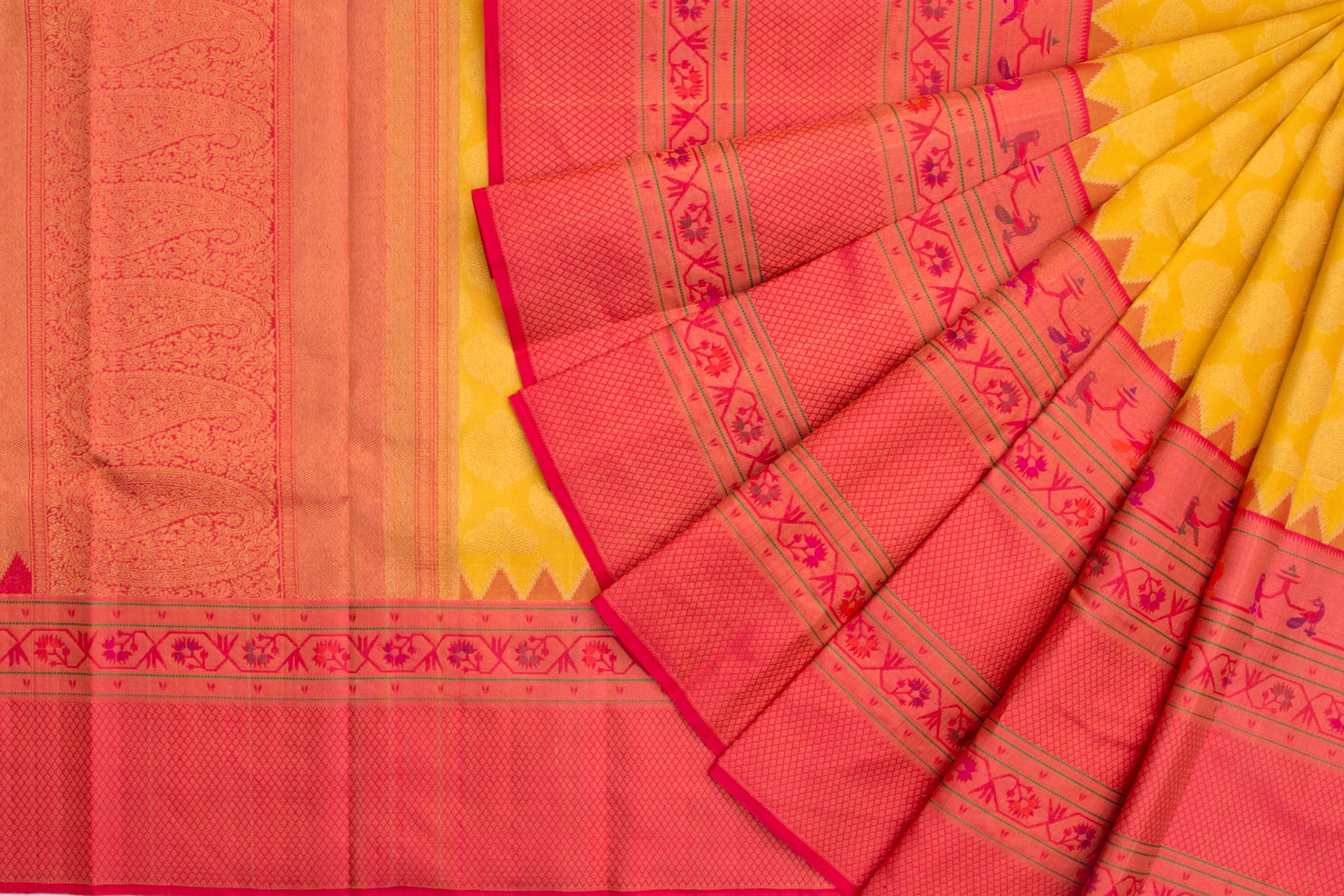Kanchipuram Silk Butta Yellow Saree