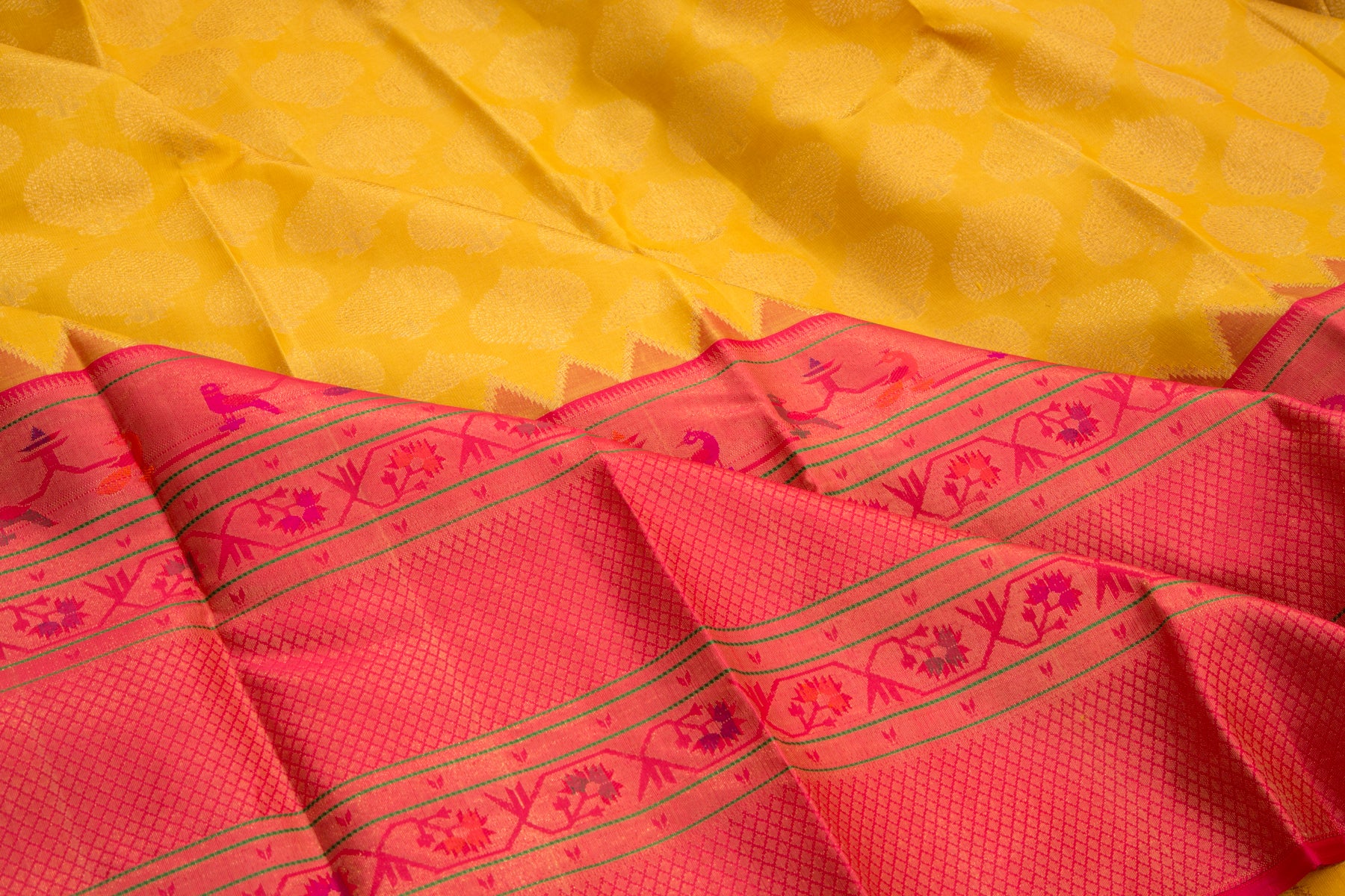 Kanchipuram Silk Butta Yellow Saree