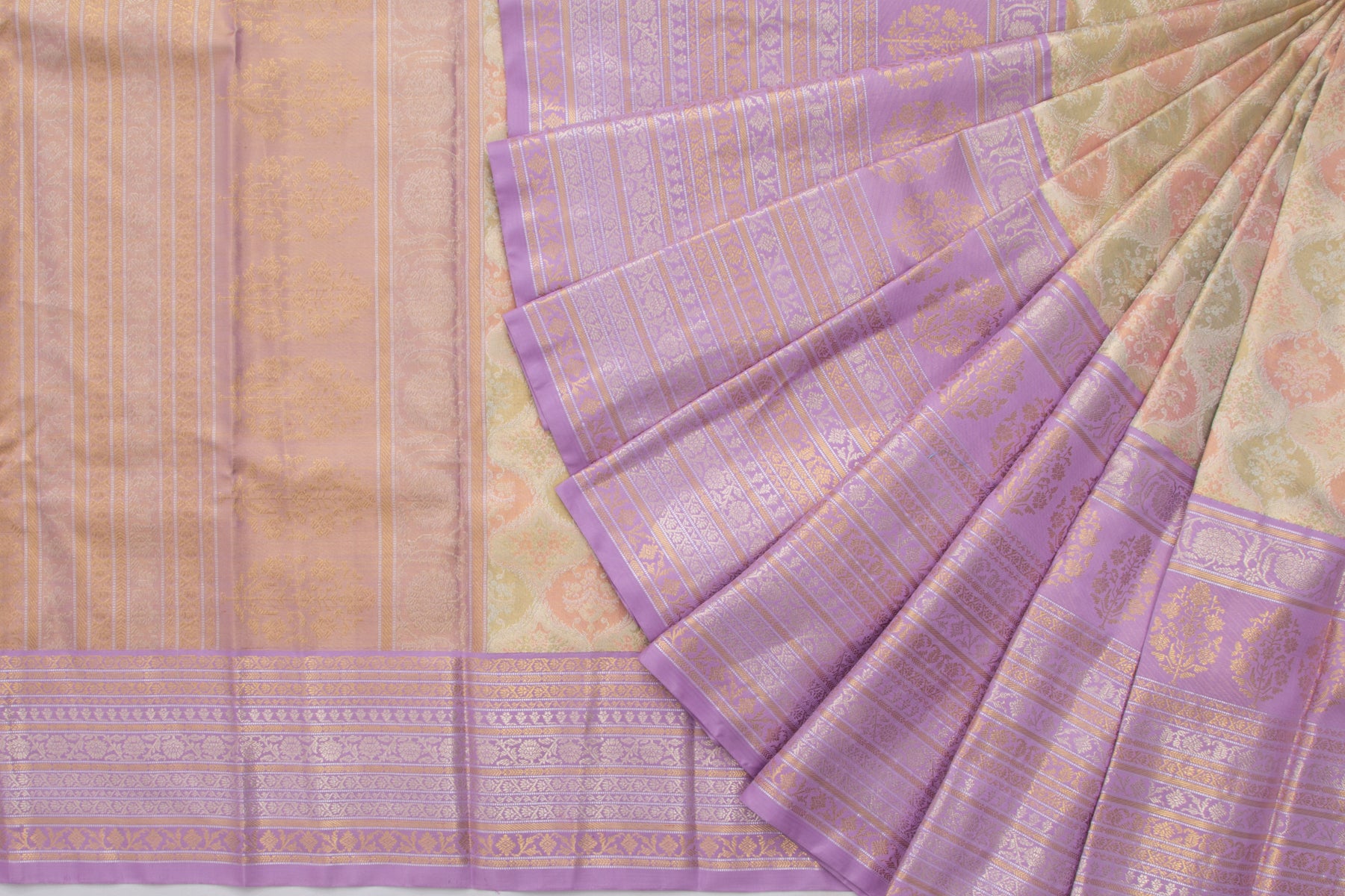 Kanchipuram Silk Tissue Brocade Gold Saree