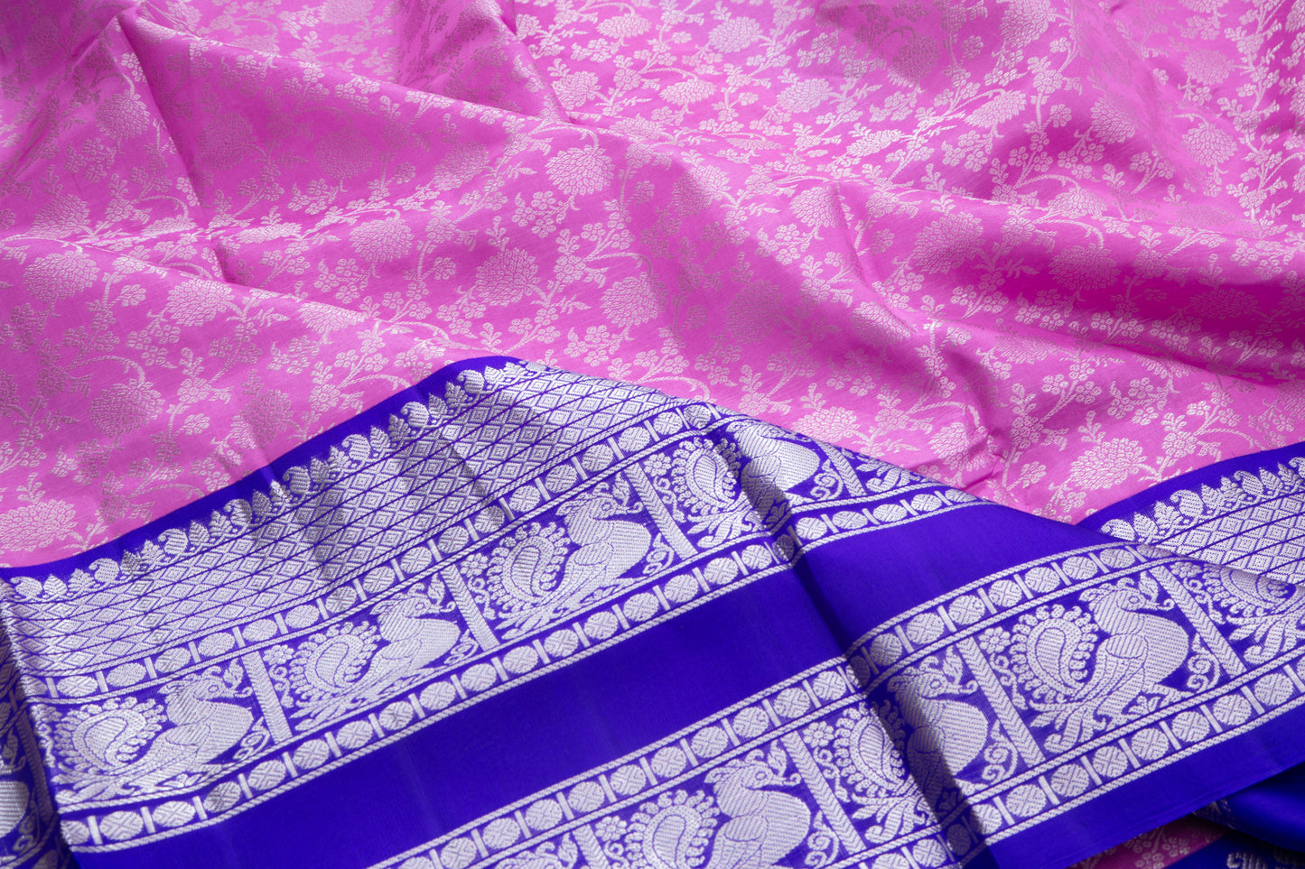 Venkatagiri Silk Jaal Pink Saree