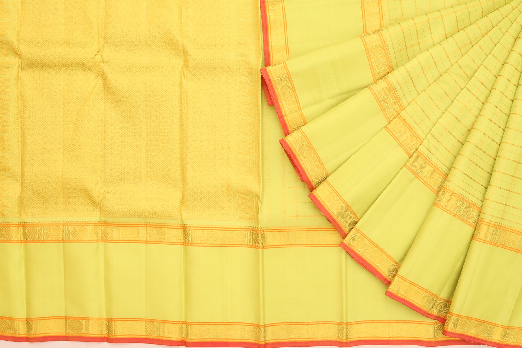 Kanchipuram Silk Checks Pastel Green Saree