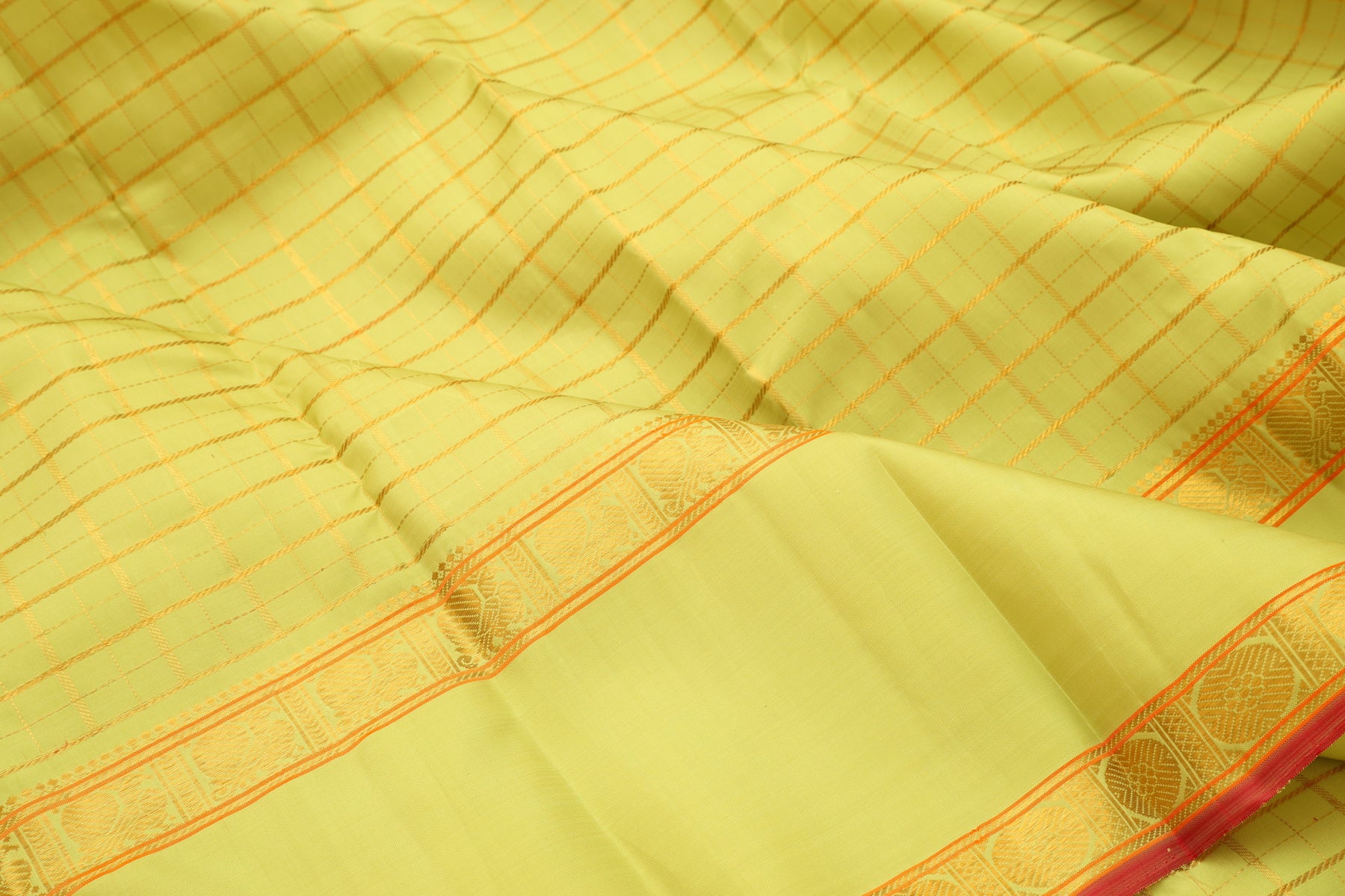 Kanchipuram Silk Checks Pastel Green Saree