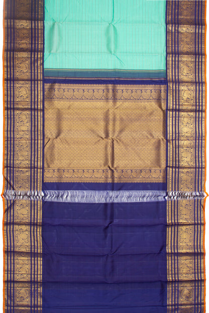 Kanchipuram Silk Horizontal Lines Sea Green Saree