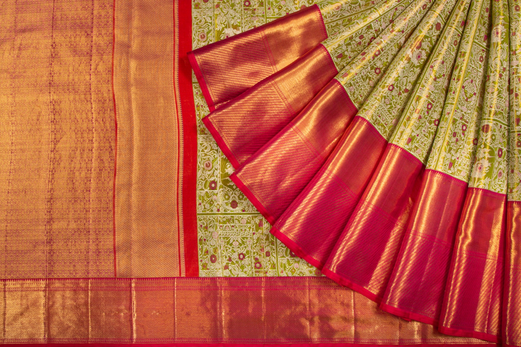 Kanchipuram Silk Tissue Brocade Green Saree