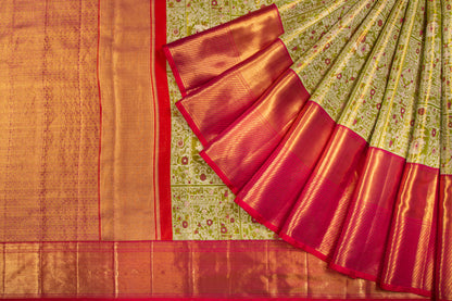 Kanchipuram Silk Tissue Brocade Green Saree