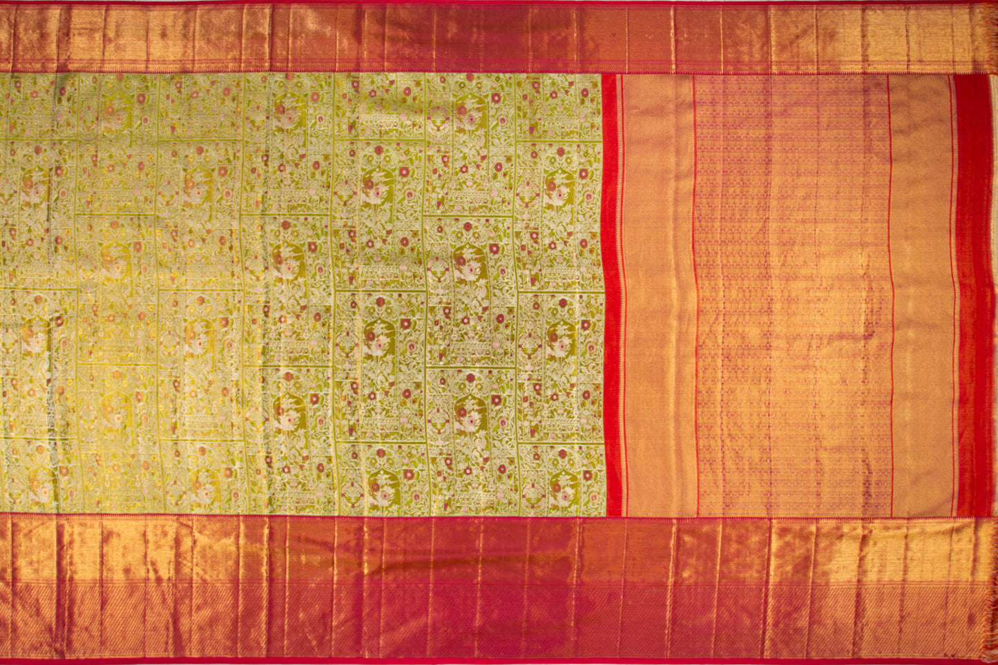 Kanchipuram Silk Tissue Brocade Green Saree