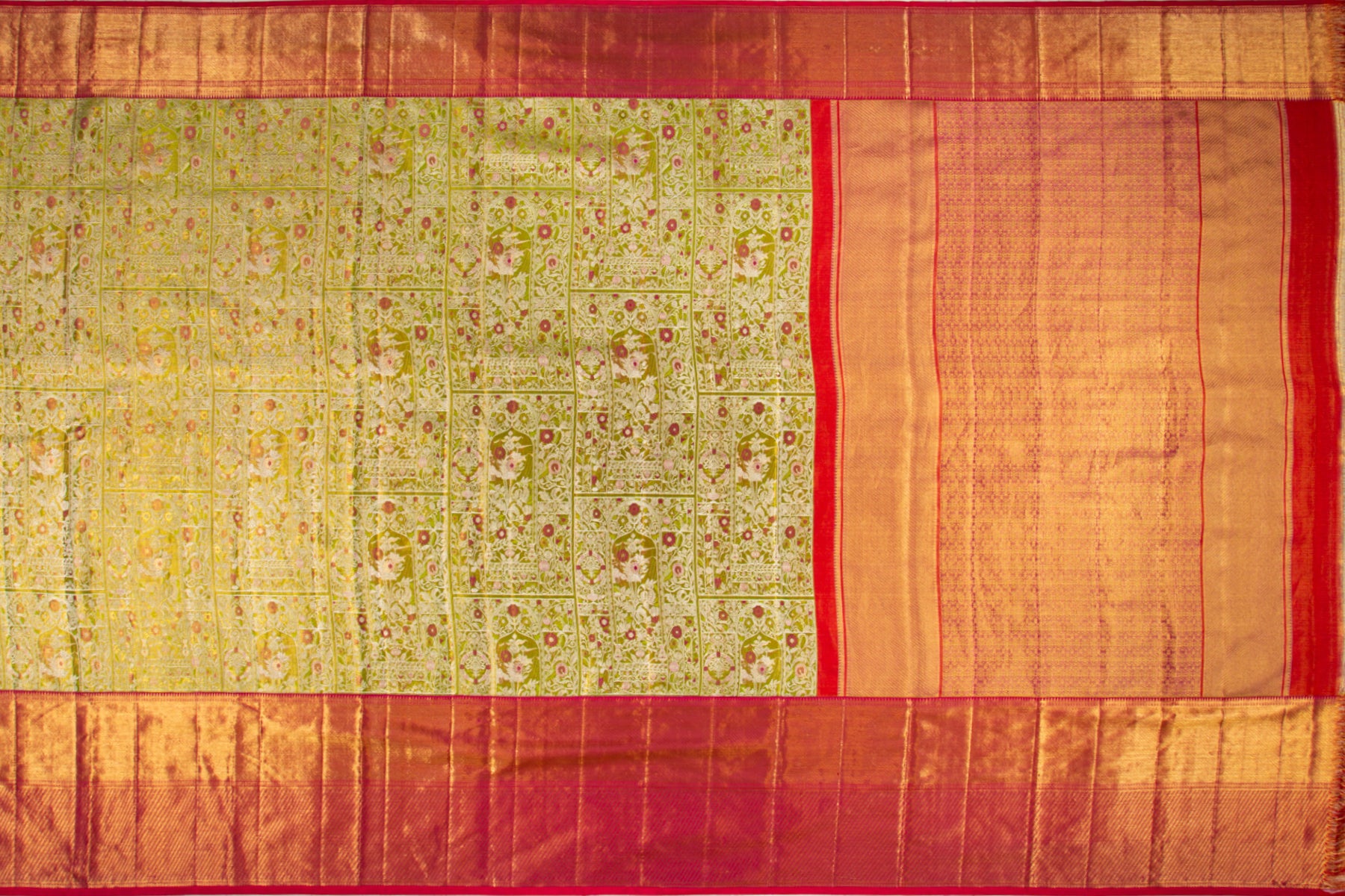 Kanchipuram Silk Tissue Brocade Green Saree
