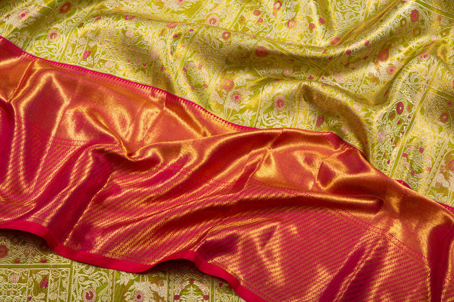 Kanchipuram Silk Tissue Brocade Green Saree