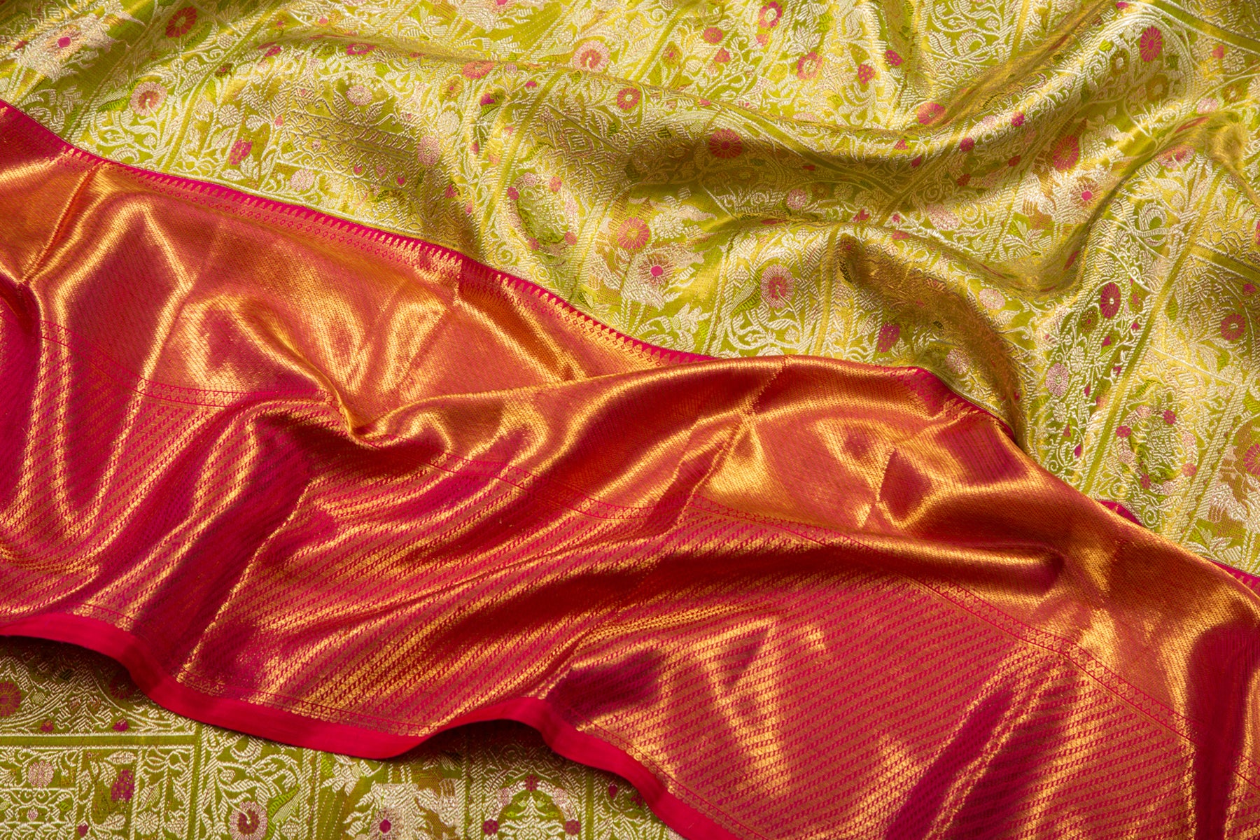 Kanchipuram Silk Tissue Brocade Green Saree