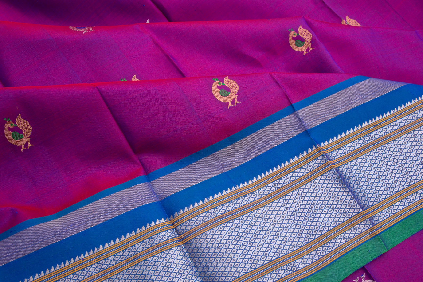 Kuppadam Silk Cotton Butta Purple Saree