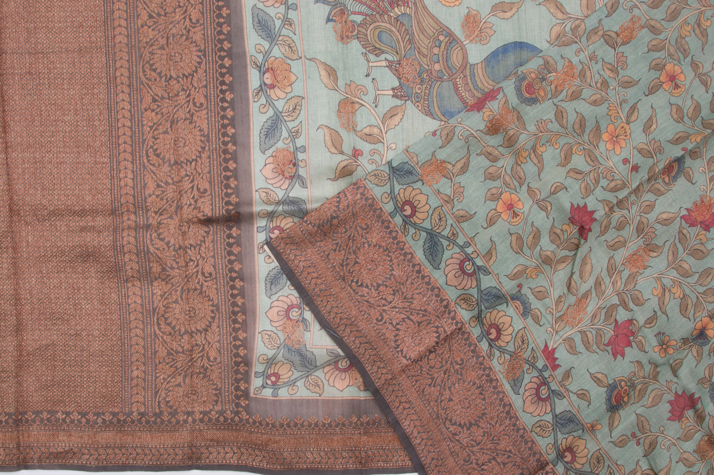 Munga Tussar Floral Printed Blue Saree/5081777_2.jpg