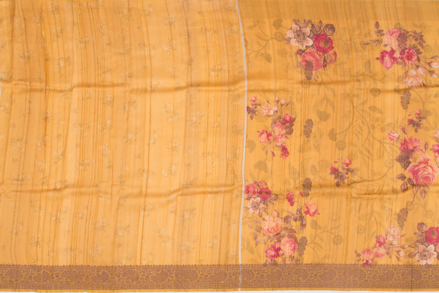 Munga Tussar Printed Yellow Saree