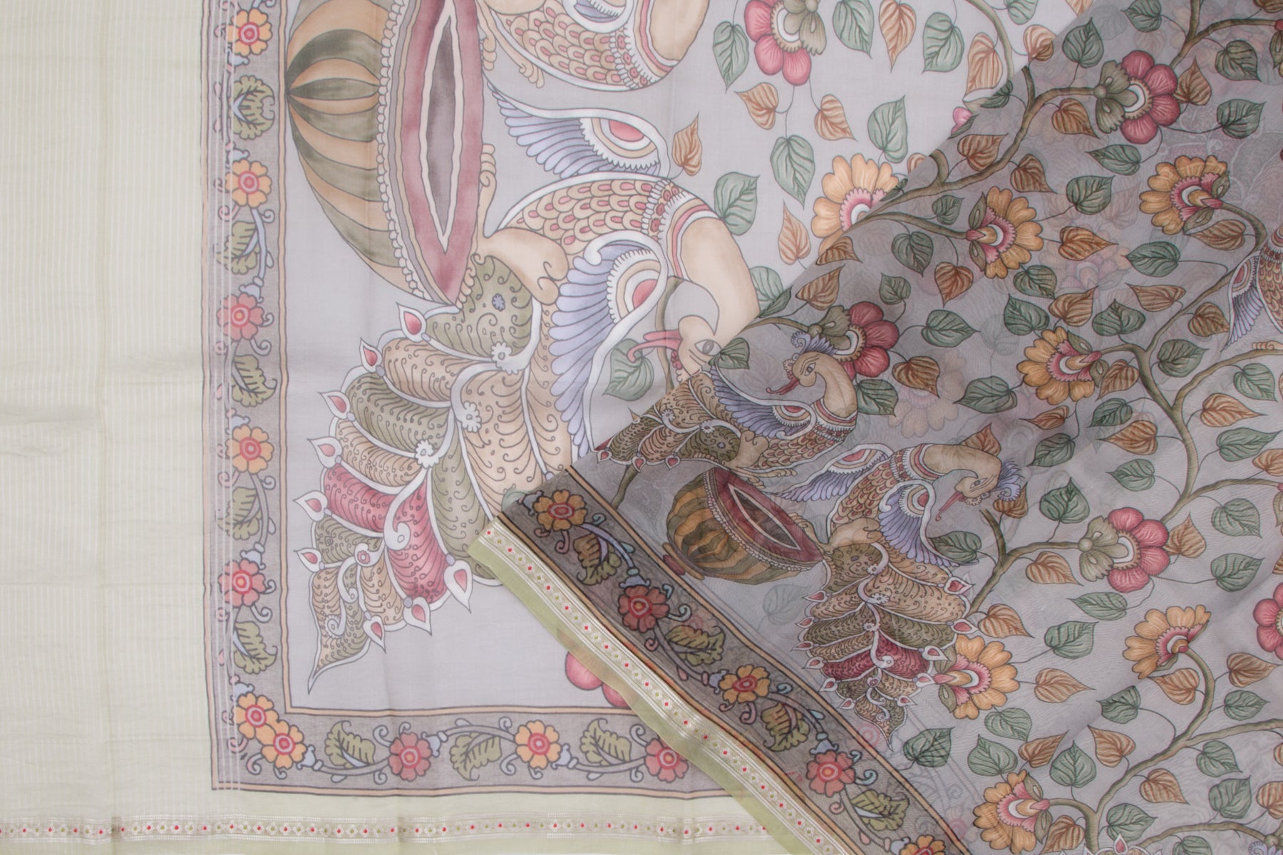 Organza Floral Printed Grey Saree