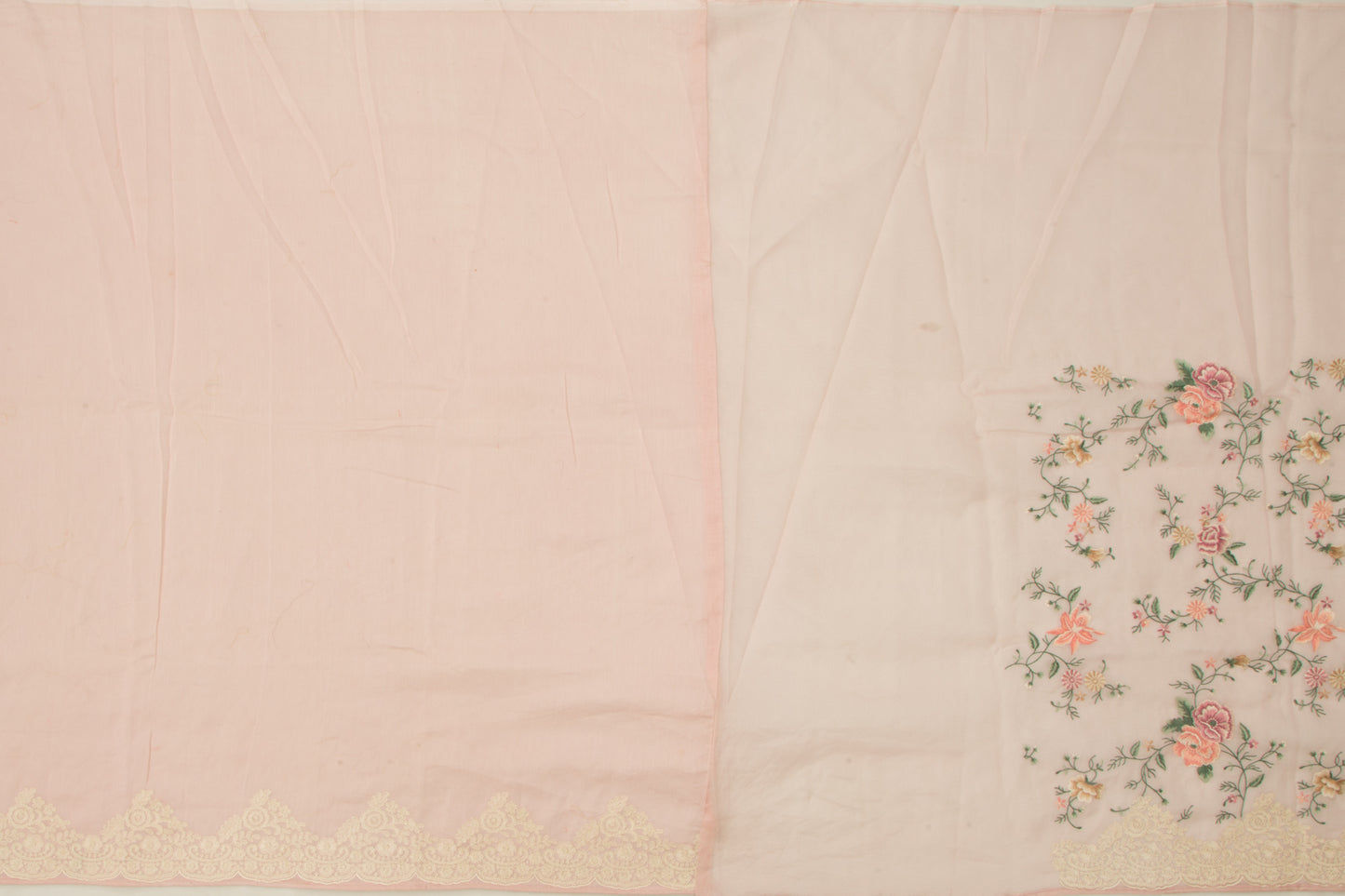 Organza Embroidery Baby Pink Saree