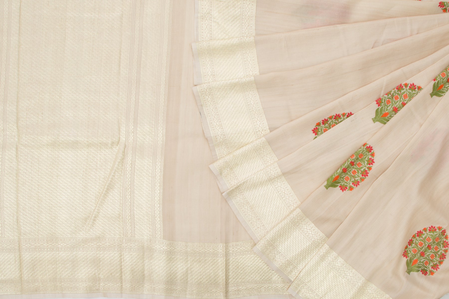 Banarasi Tussar Georgette Butta Beige Saree