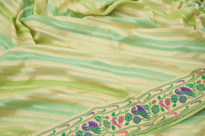 Banarasi Georgette Lines Pastel Green Saree