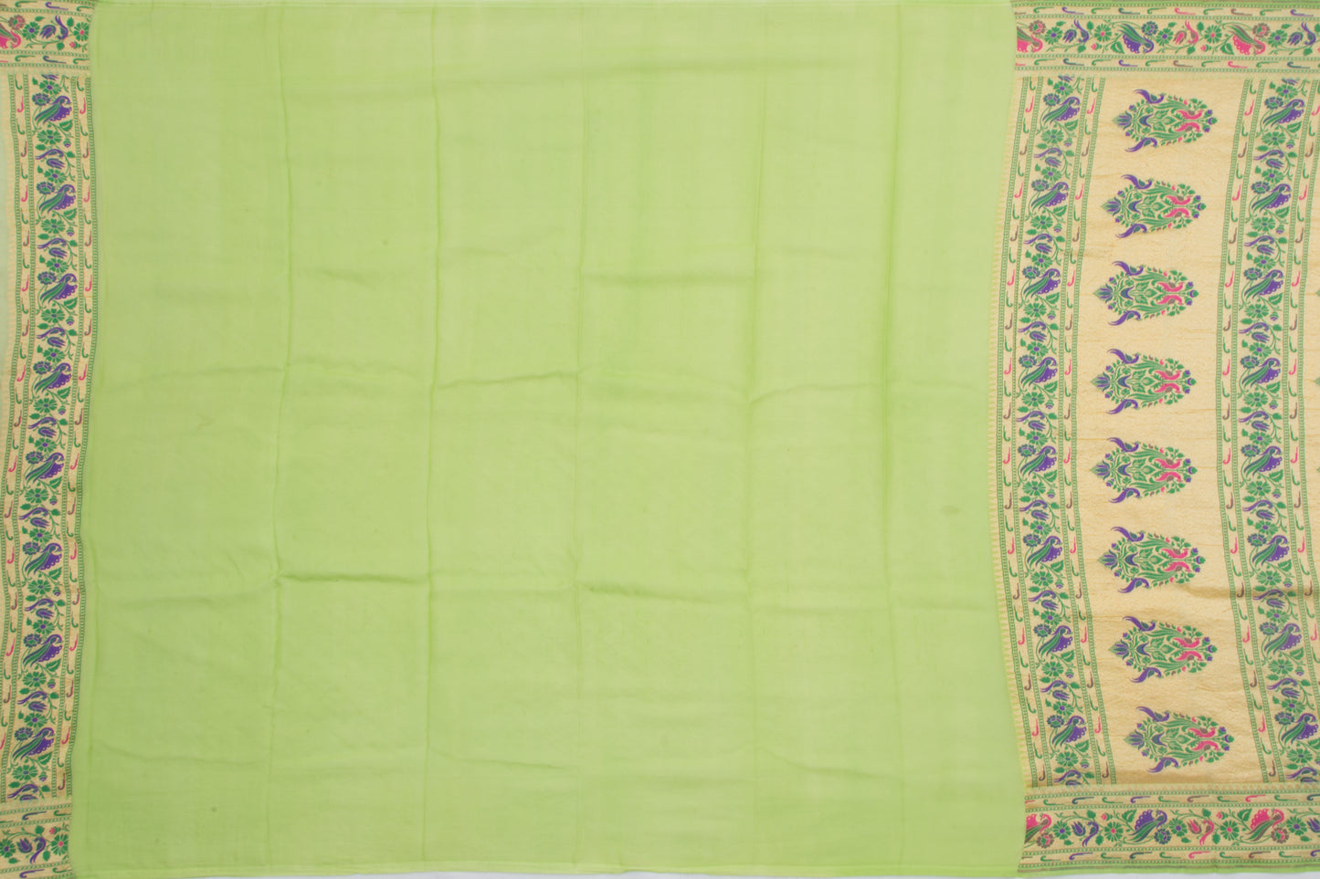 Banarasi Georgette Lines Pastel Green Saree