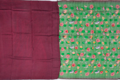 Organza Printed Green Saree