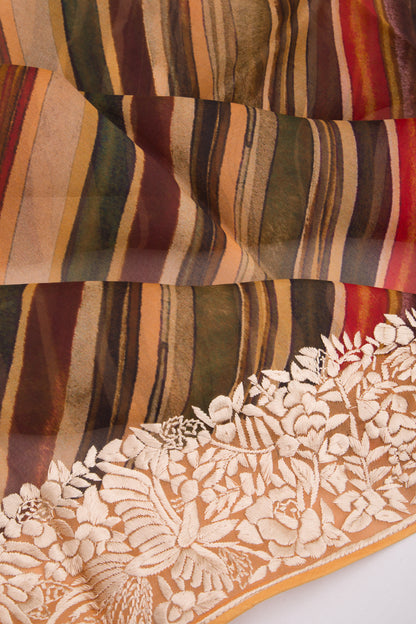 Organza Printed Multicolor Saree