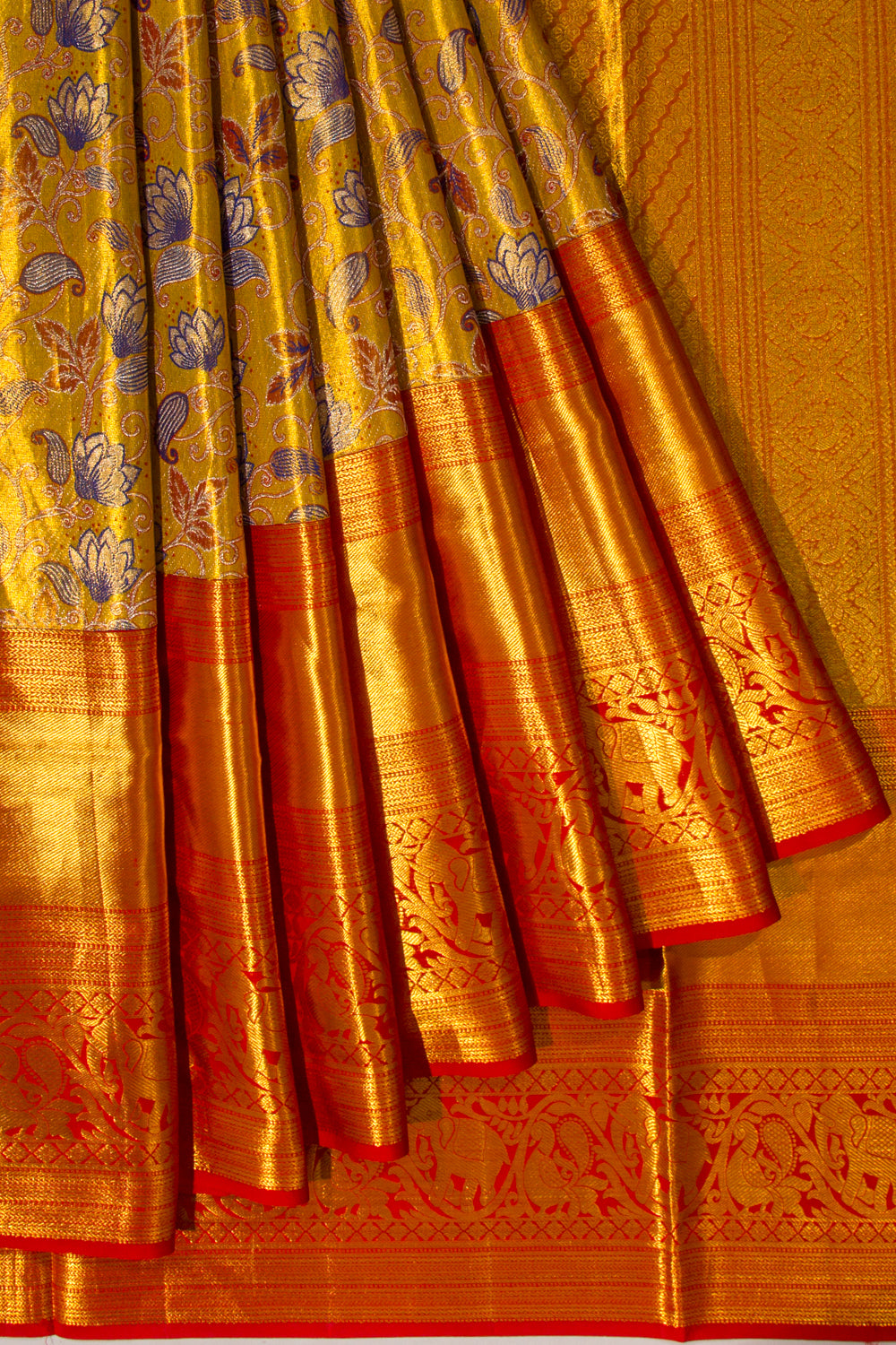 Kanchipuram Silk Tissue Brocade Gold Saree