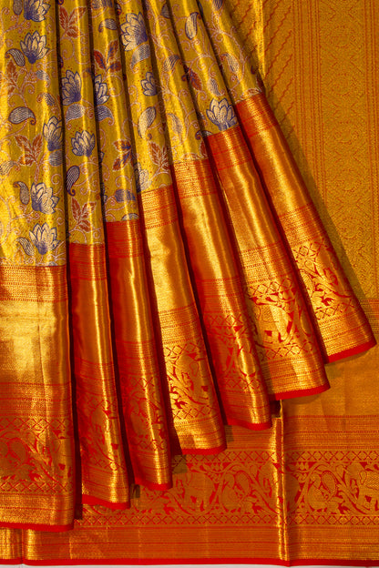 Kanchipuram Silk Tissue Brocade Gold Saree