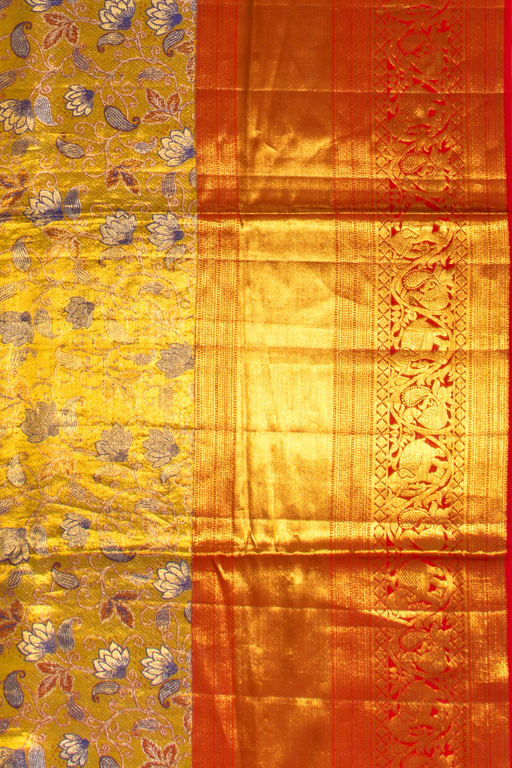 Kanchipuram Silk Tissue Brocade Gold Saree