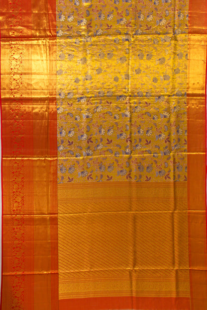 Kanchipuram Silk Tissue Brocade Gold Saree