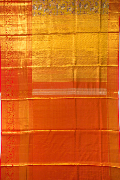 Kanchipuram Silk Tissue Brocade Gold Saree
