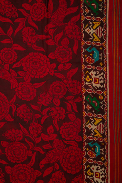 Patan Patola Silk Ikat Kalamkari Black Saree