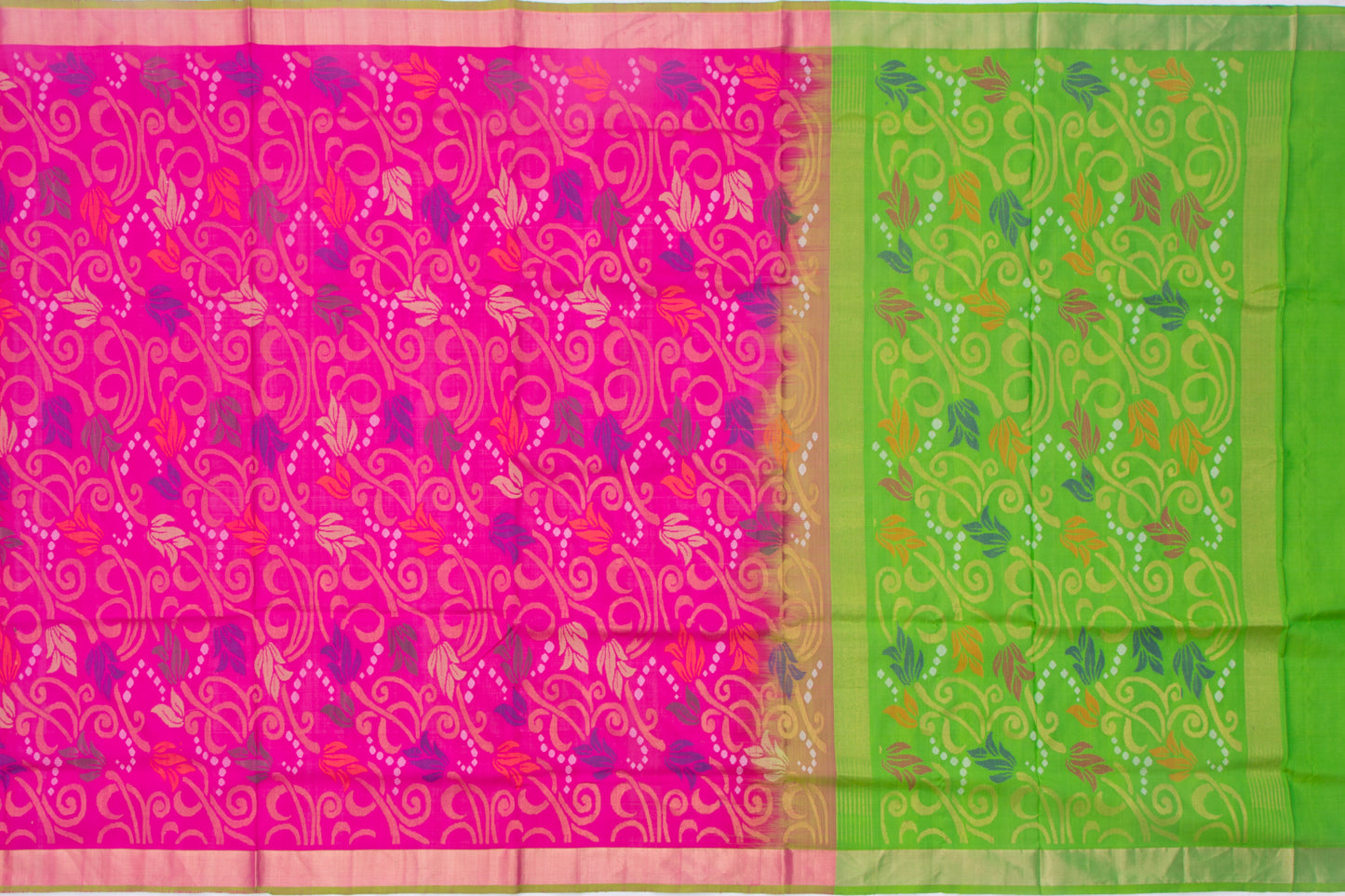 Uppada Silk Jamdani Jaal Pink Saree