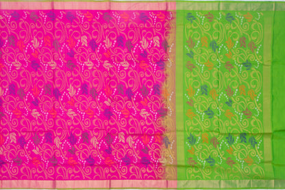 Uppada Silk Jamdani Jaal Pink Saree